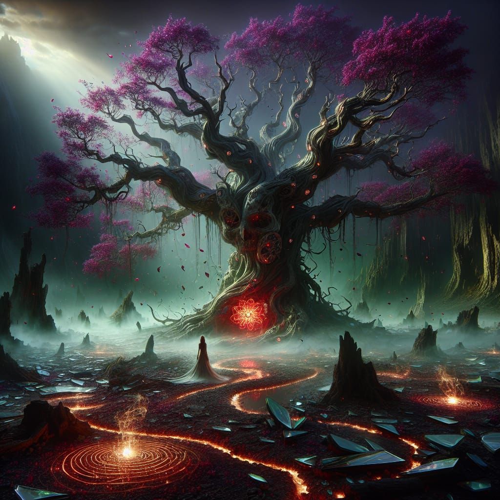 Eerie Valley with Glass Woman and Skeletal Tree