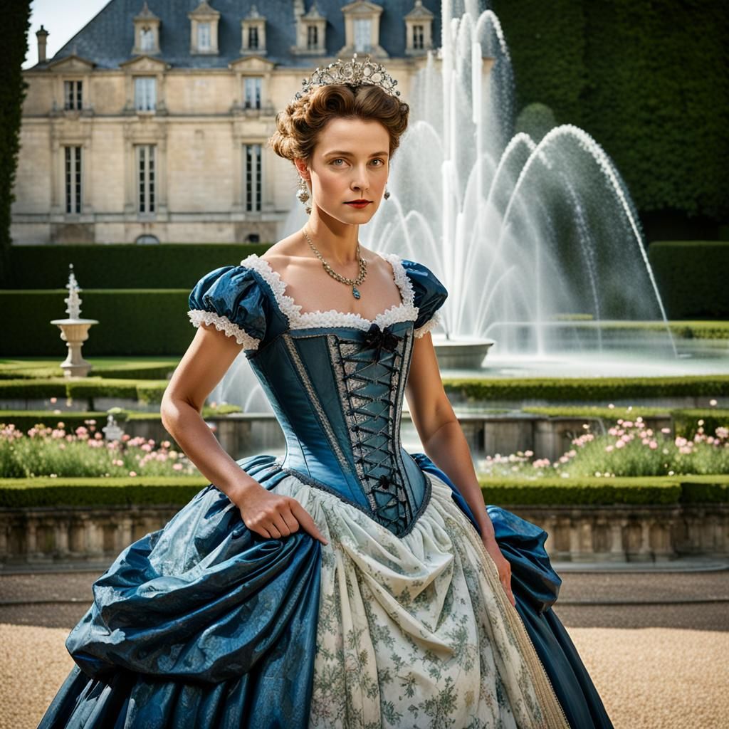 French Court Lady in Castle Garden Portrait