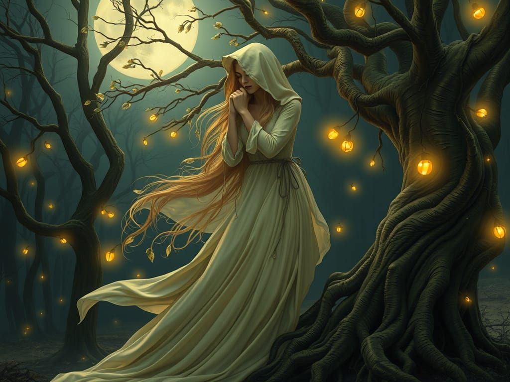 Women Transform into Trees in a Mystical, Moonlit Forest