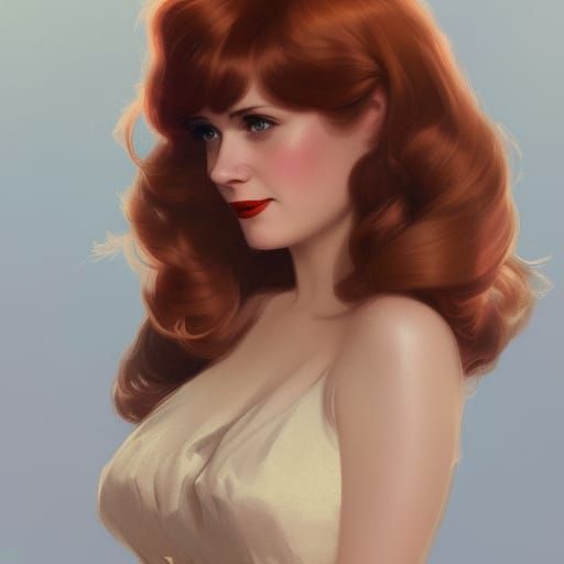 1950s Pin-Up Portrait in Art Nouveau Style