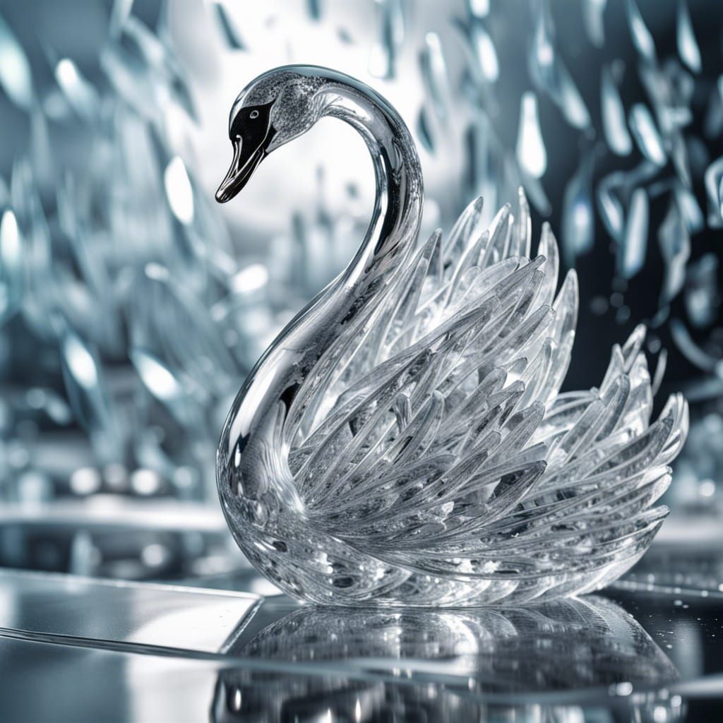 Shattering Ice Swan Sculpture in Slow Motion