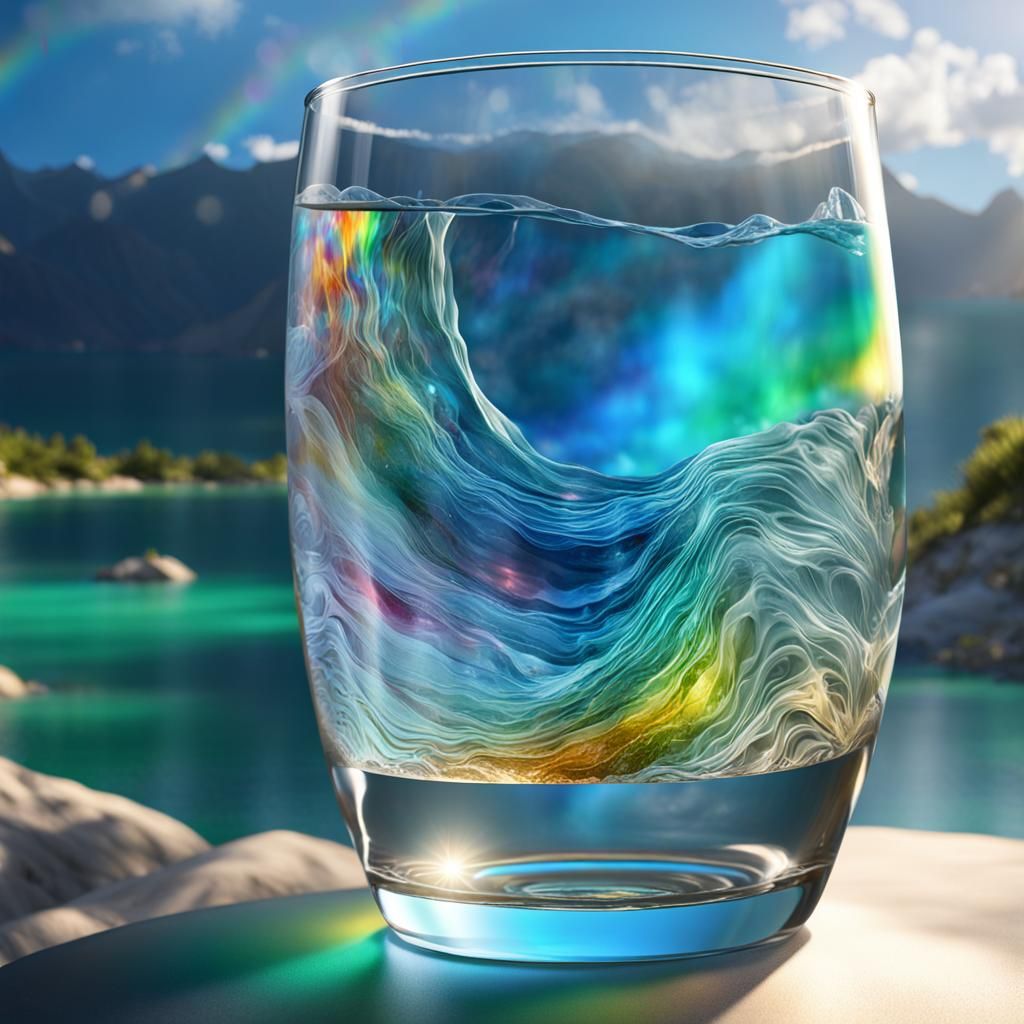 Polymorphic Glass Woman: Dancing Shadows and Rainbow Bliss