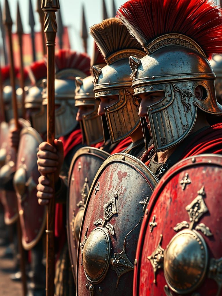 Roman Warriors in Hyperrealistic Formation