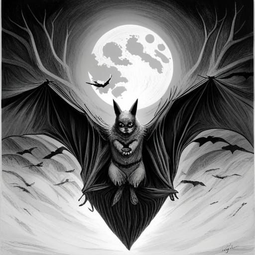 Gothic Bat Heart in Horror Style