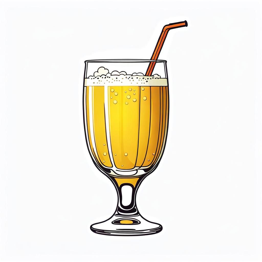 Simple Line Drawing of Yellow Juice with Foam