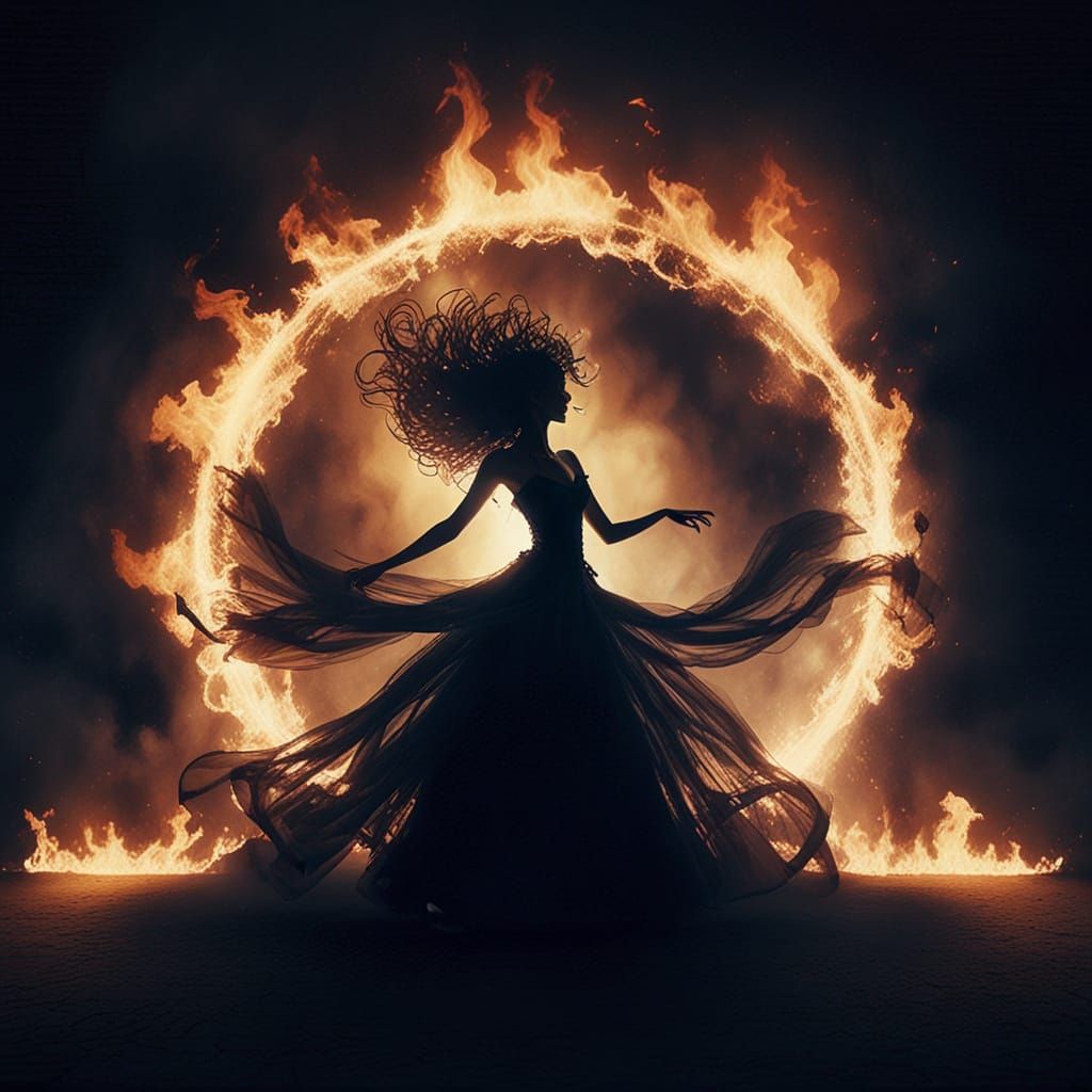 Surreal Dance Scene Ignites with Fiery Passion