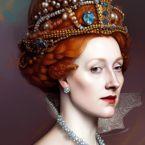 Queen Elizabeth I Portrait in Art Nouveau Style