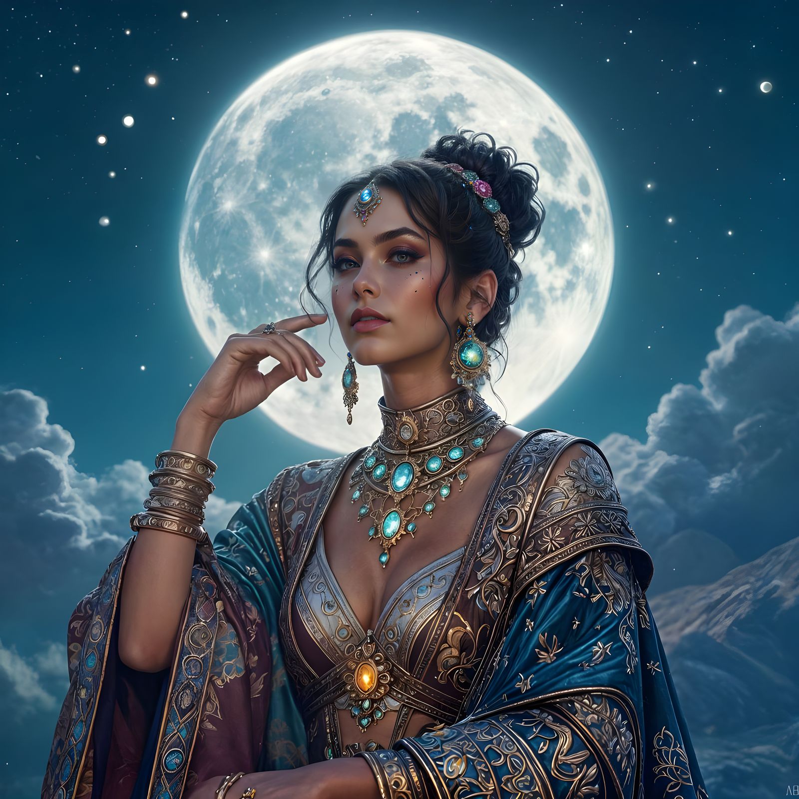 Hyperrealistic Woman in Colorful Clothing