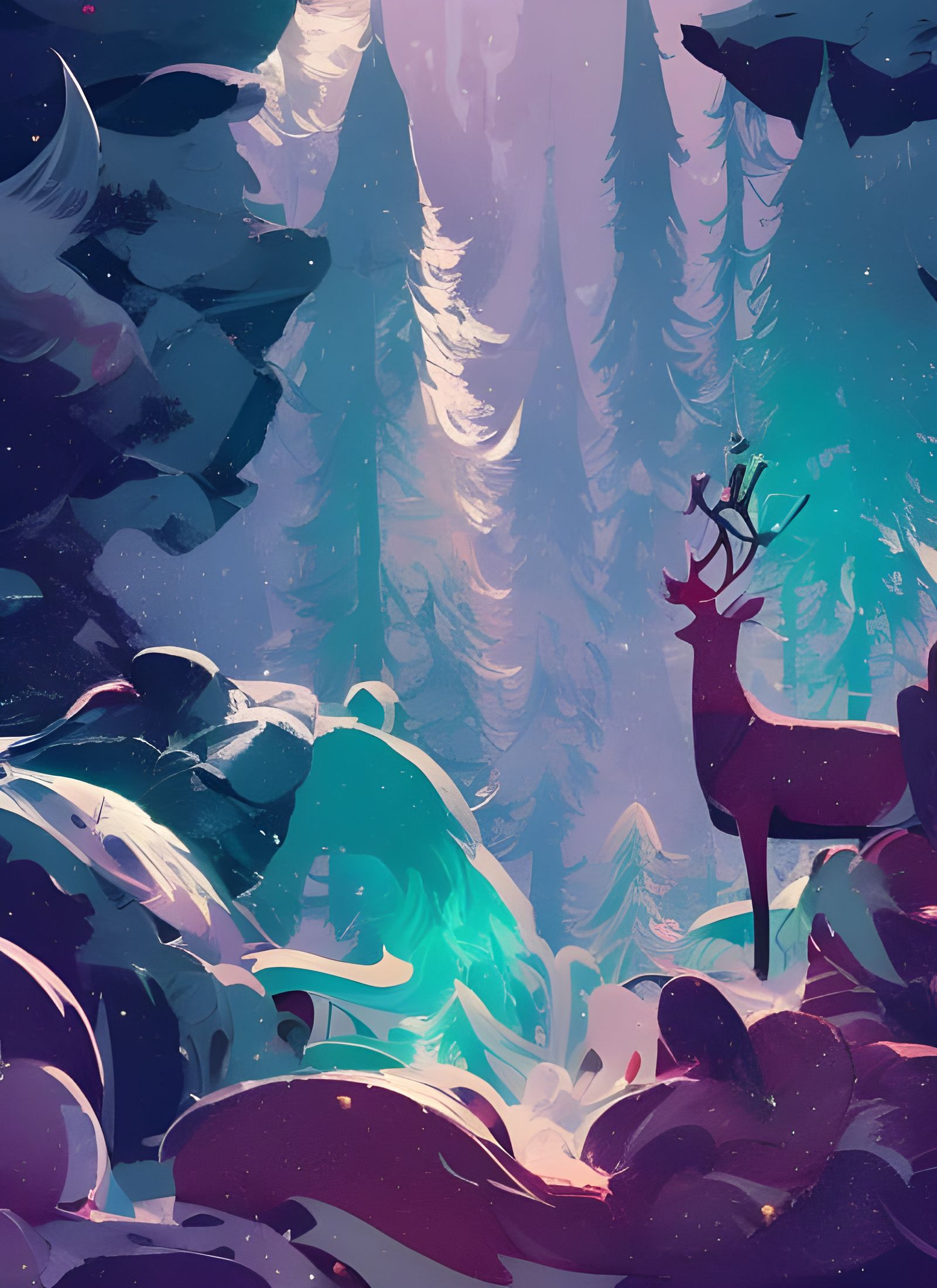 Christmas Spirits in a Detailed Digital Illustration