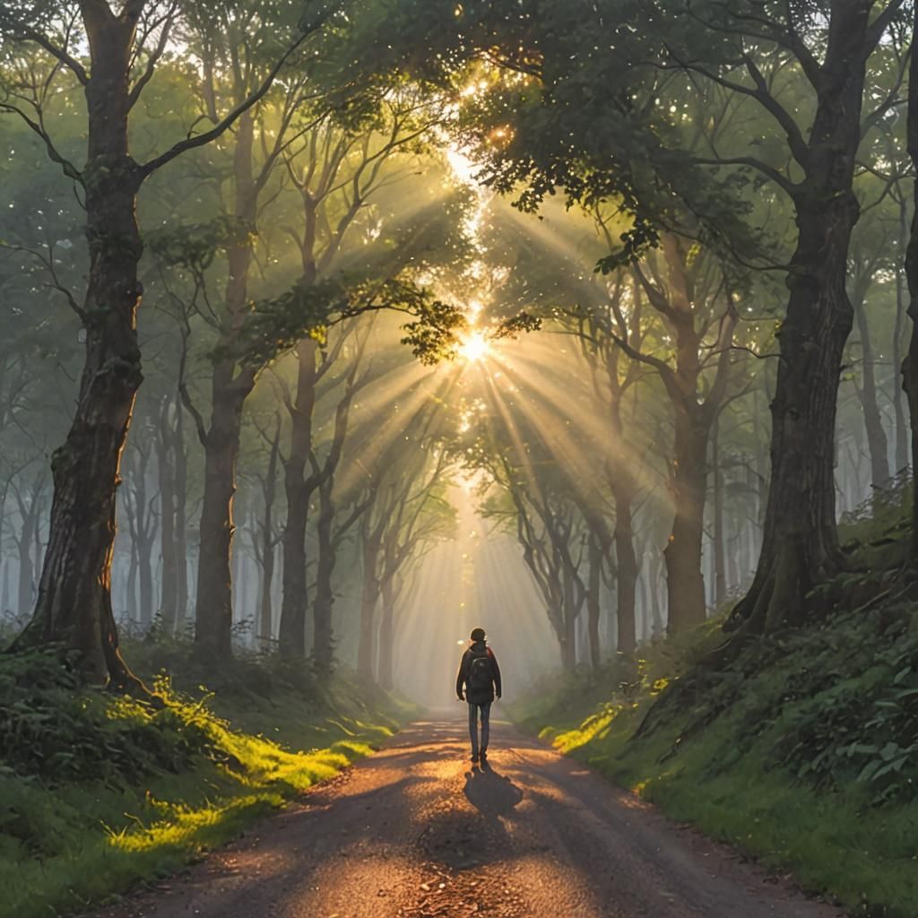 Illuminated Road Beckons Towards the Light