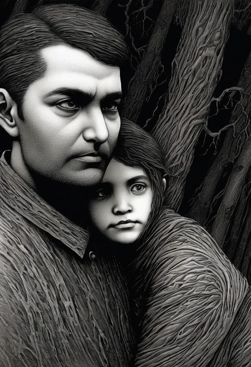 Woman Stands at Edge of Ancient Forest in Macabre yet Sublim...