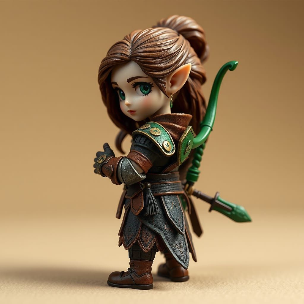 Chibi Elven Warrior in Leather Armor