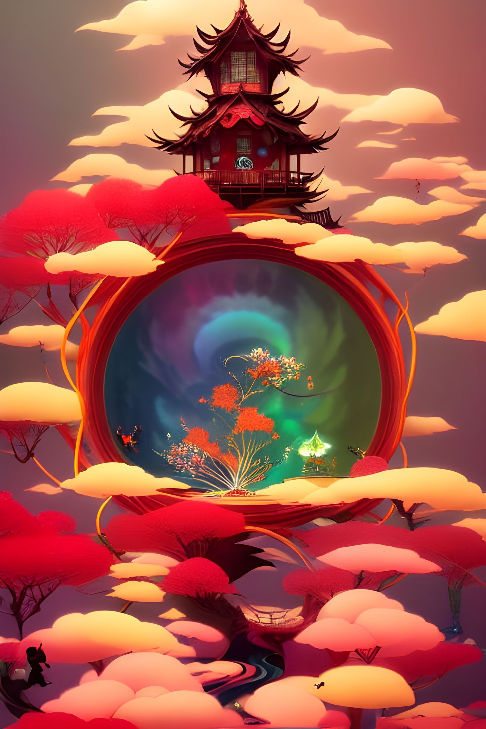 Ethereal Treehouse in Applique Needlework Style