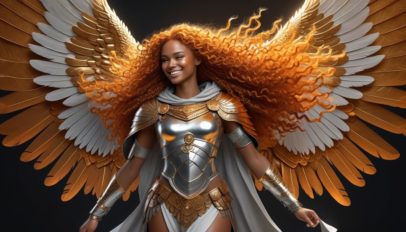 Golden Girl with Silver Wings: Dark Fantasy Concept Art
