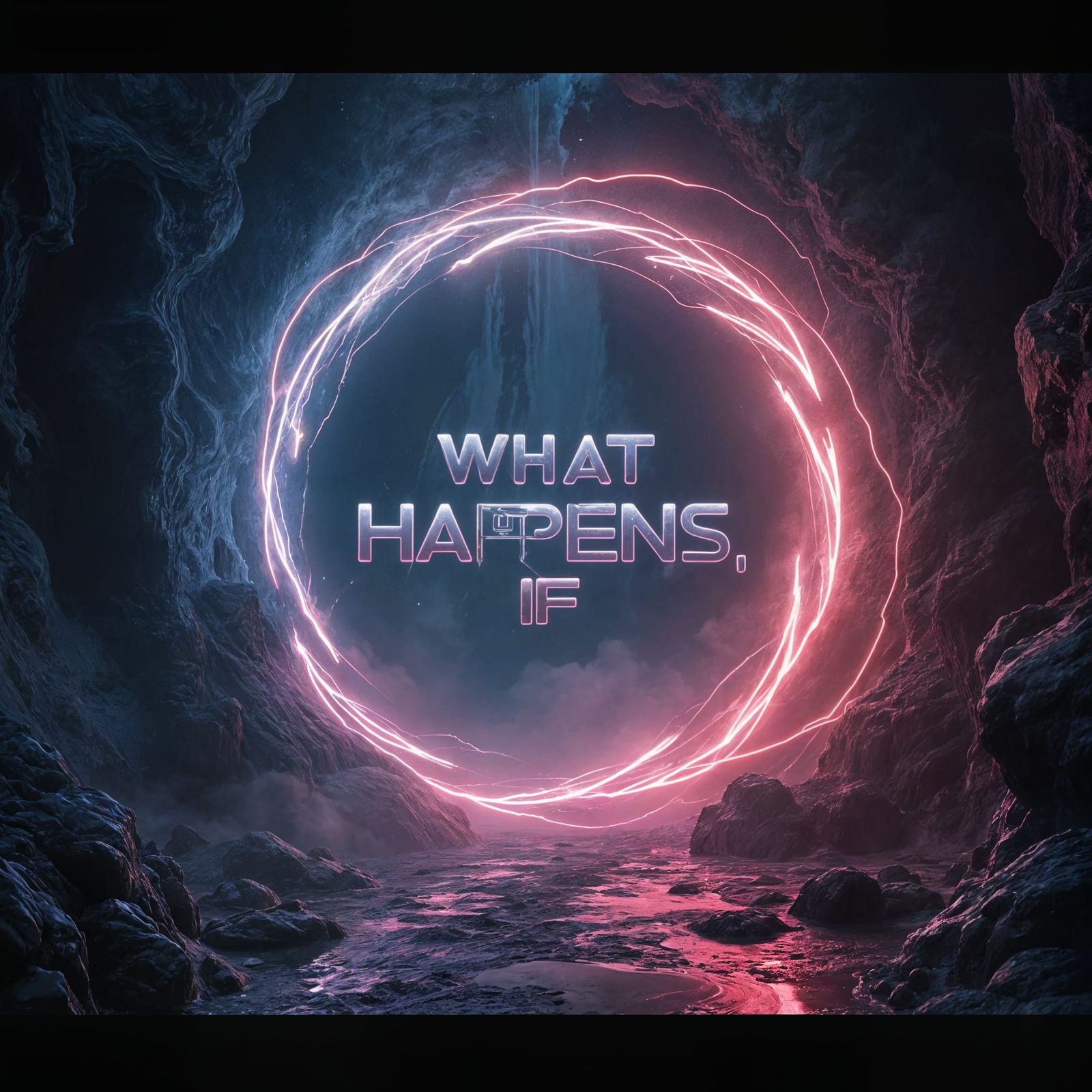 Mysterious Portal Unfolds in Futuristic, Cyberpunk Landscape