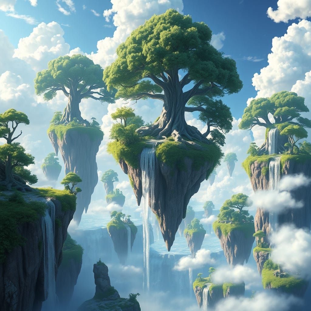 Surreal Fantasy Worlds of Majestic Floating Islands