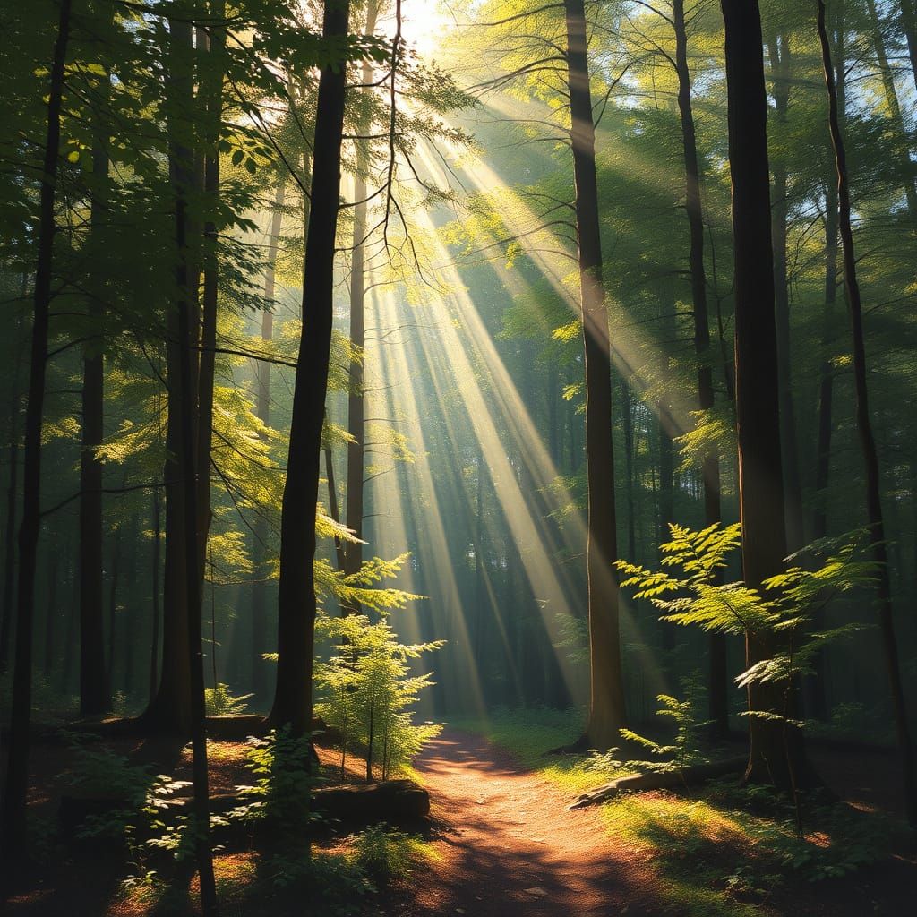 Luminous Forest Sanctuary in Whimsical Oil Painting Style