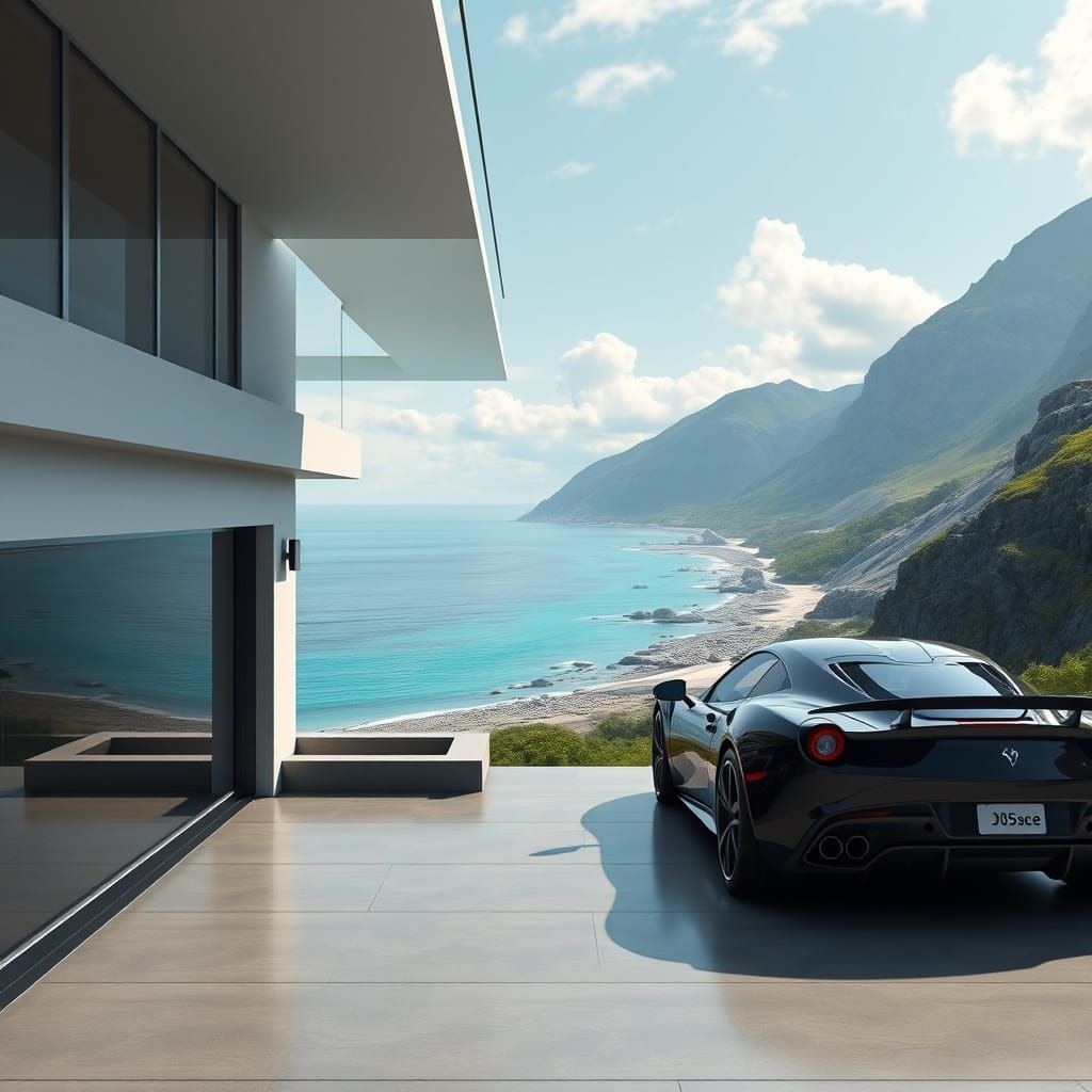 Sleek Contemporary House with Expansive Balcony and Garage