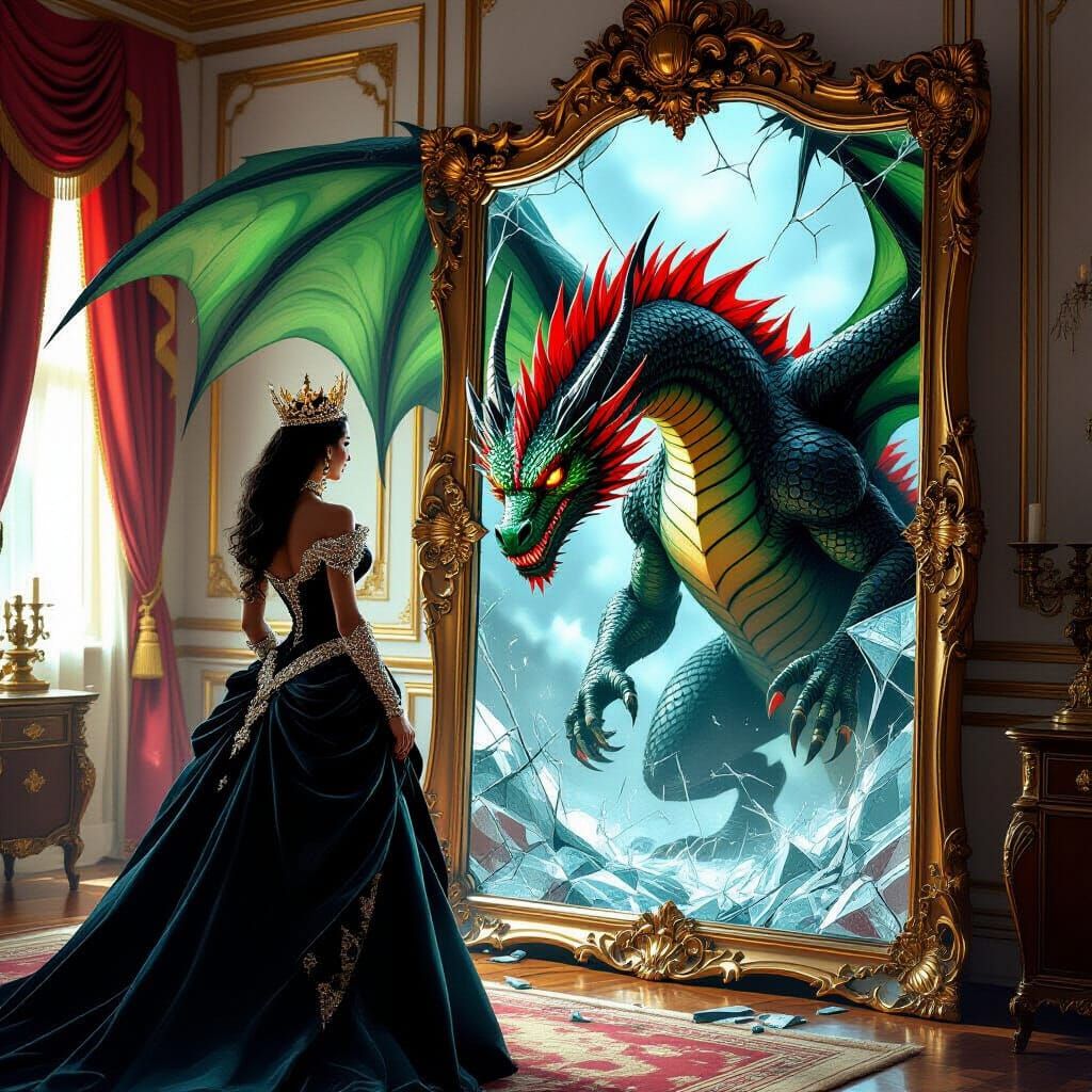 Dragon Queen Emerges in Fantasy Realism Style