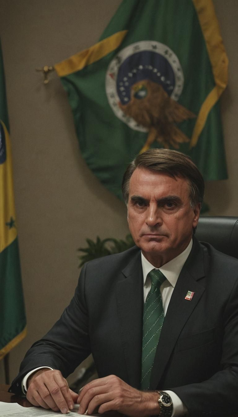 Jair Bolsonaro Political Portrait in Earthy Tones