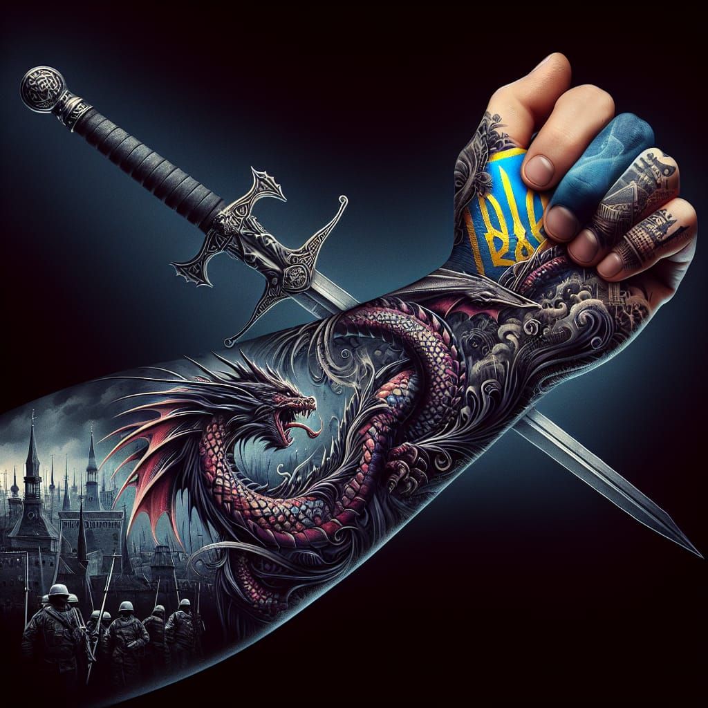 Epic Dragon Tattoo Sleeve Unfolds like a War-Torn Landscape...
