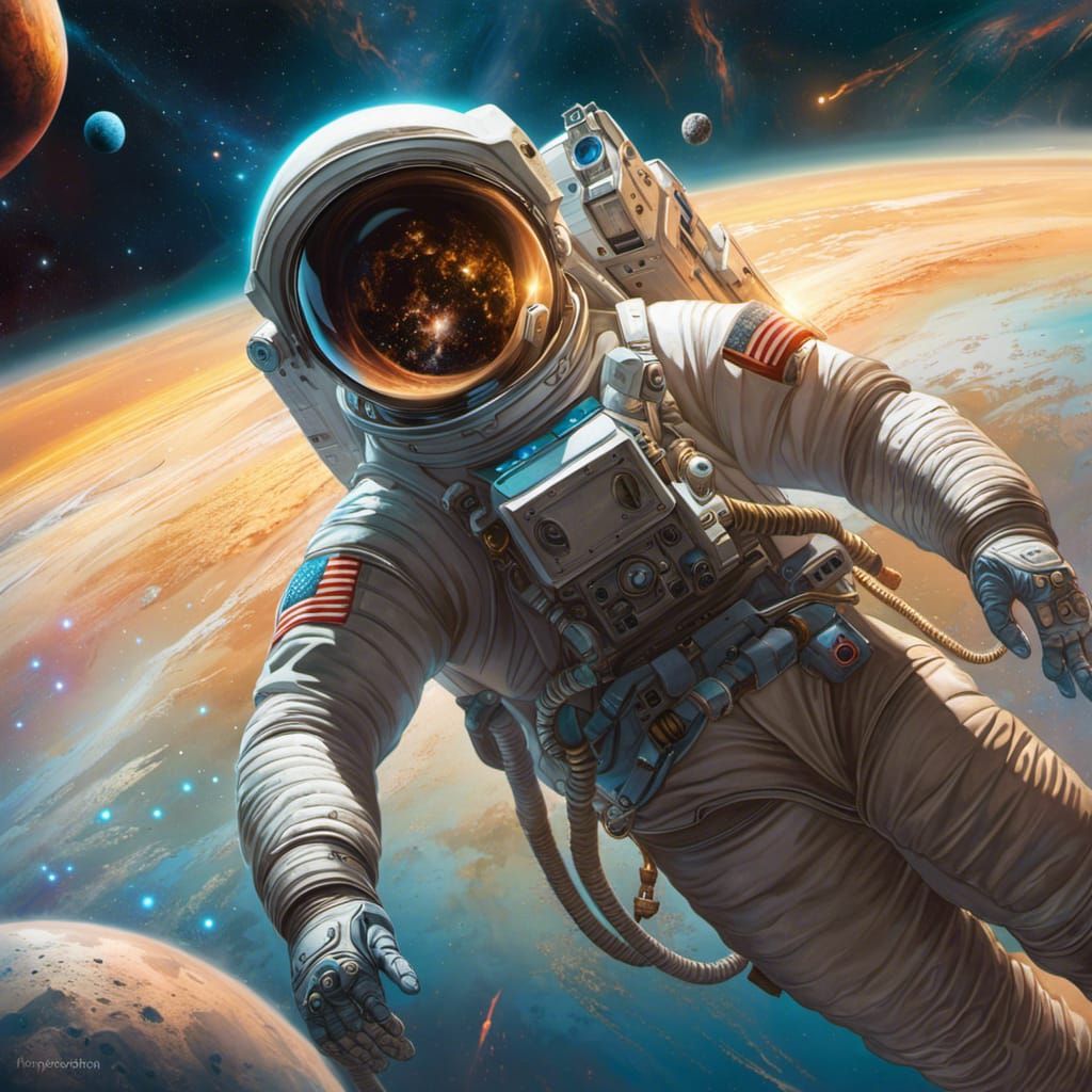 Astronaut Floating in Space: Digital Art