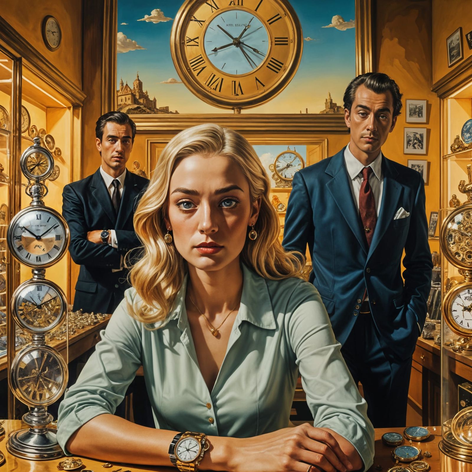 Woman in Watch Store, Surrealist Style