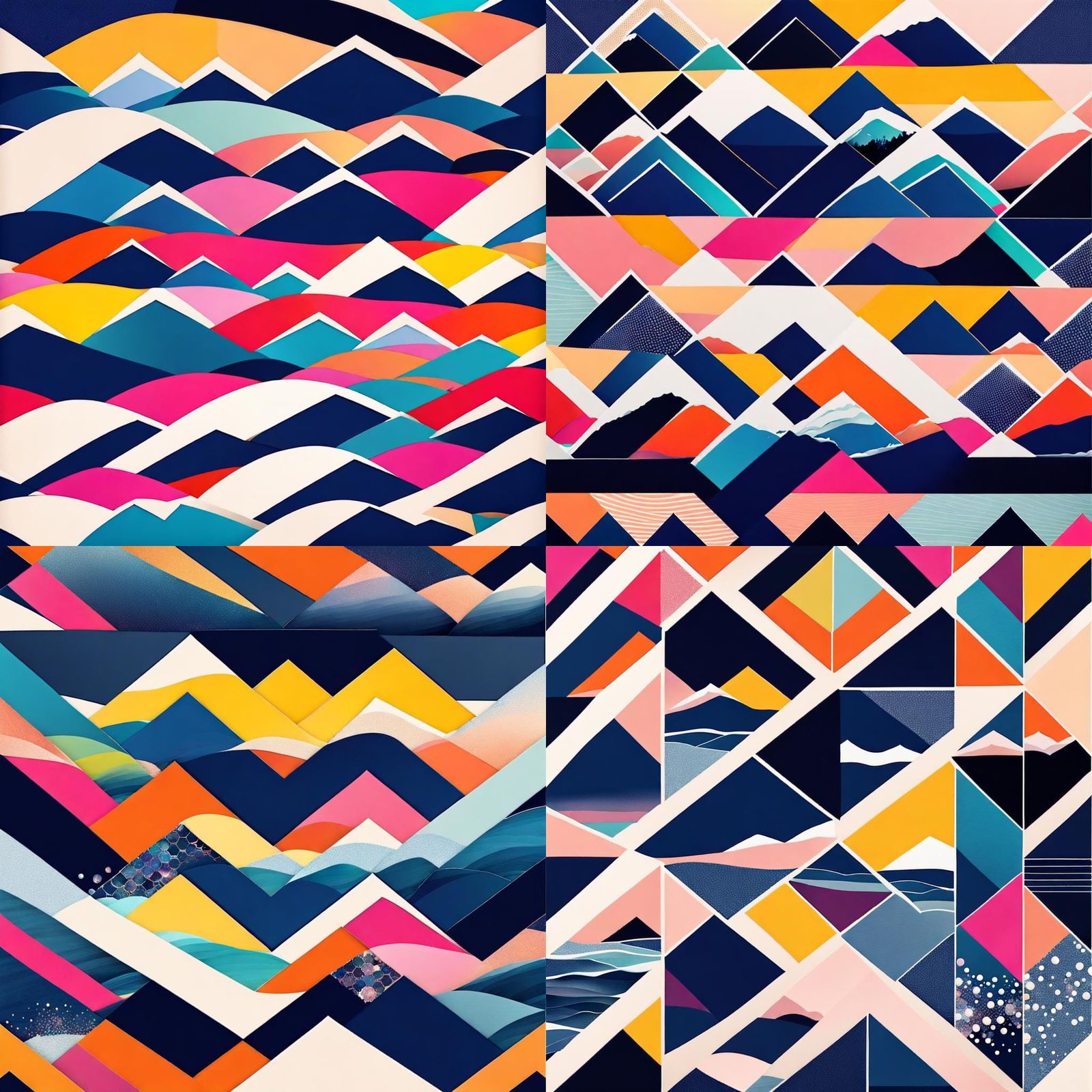 Vibrant Pop Art Landscape Collage with Diamonds