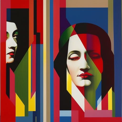 Pensive Woman by Window in Abstract Expressionist Style