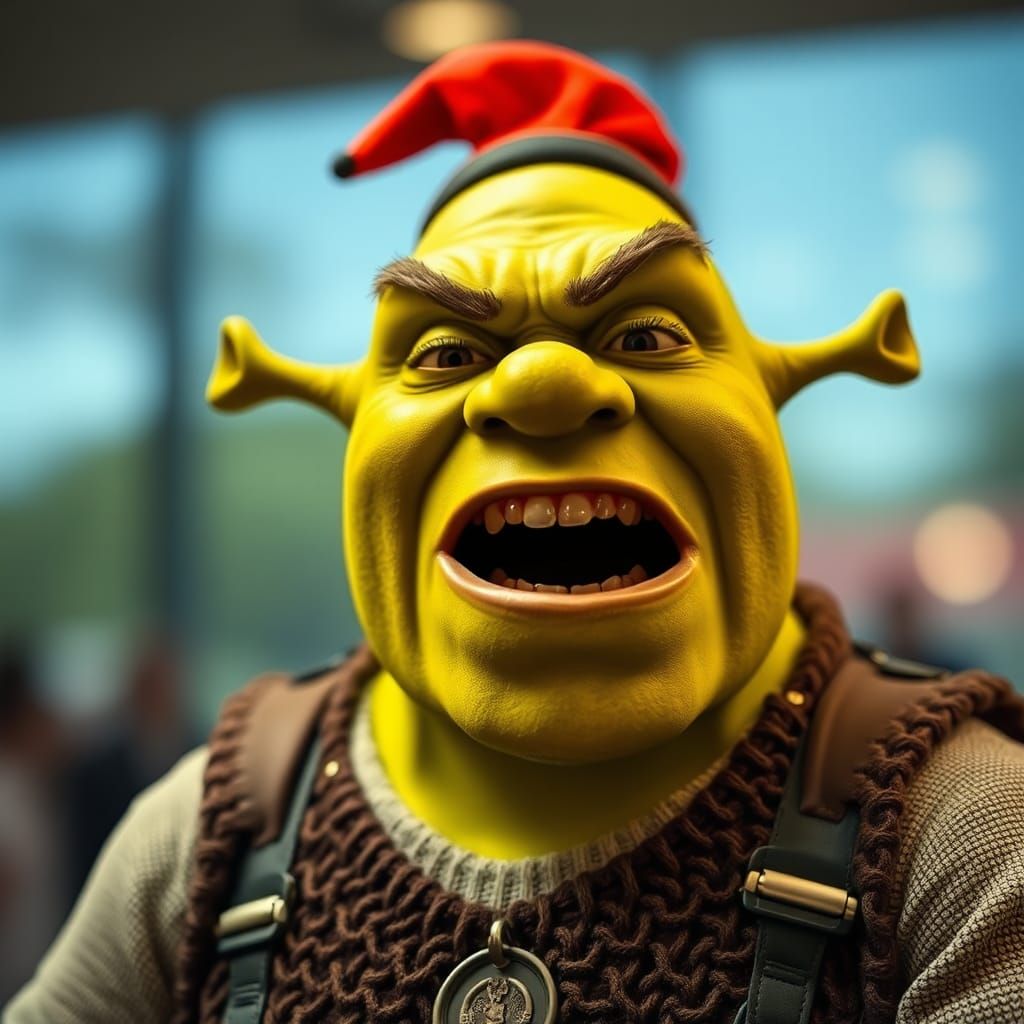 Shrek as McDonald's Manager Screaming: Professional Photogra...