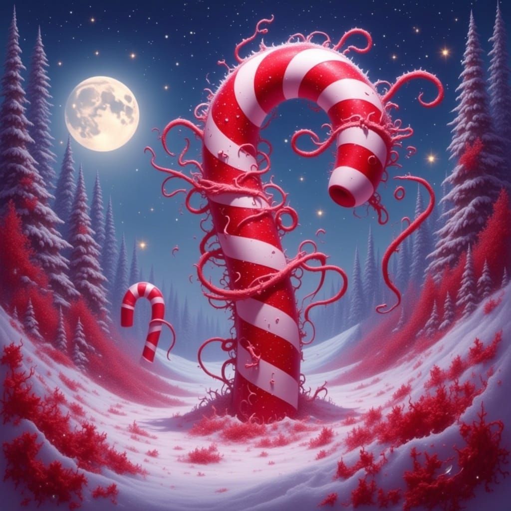 Whimsical Cyberpunk Candy Cane Wonderland