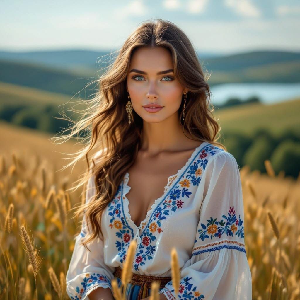 Ukraine as the Great Mother in Vibrant, Hyperrealistic Art