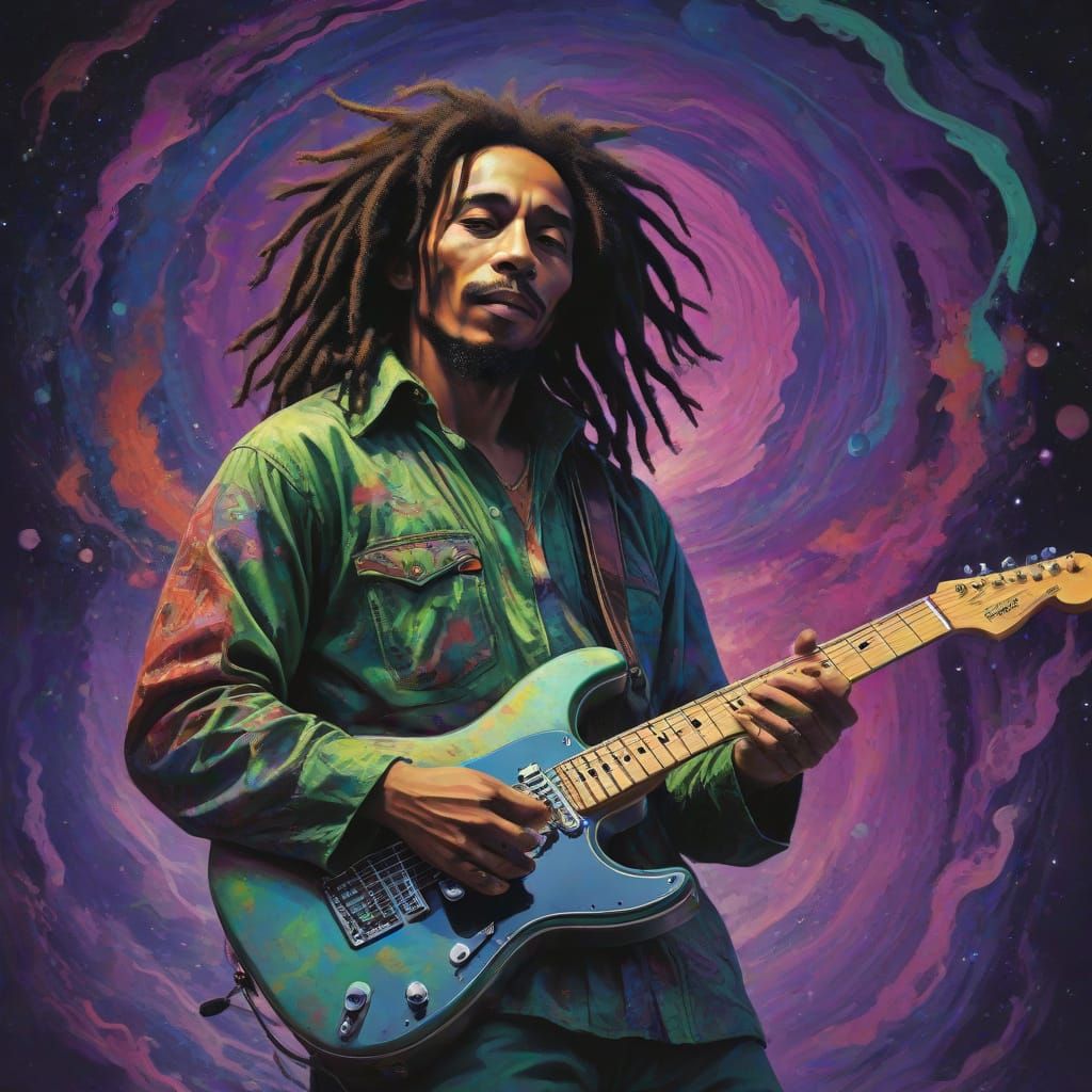 Reggae Icon in Dreamlike Afterlife Scene, Inspired by Ed Ems...