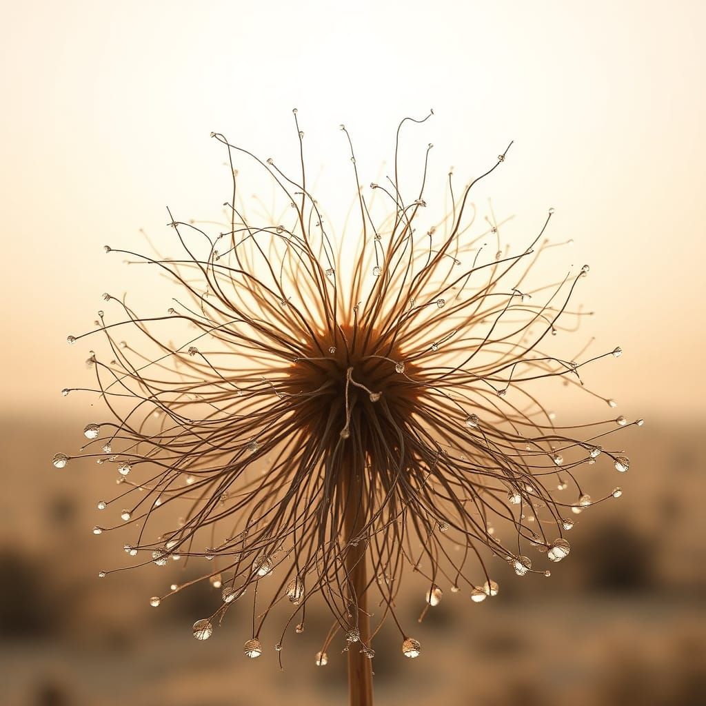 Tumbleweed Dew: Hyperrealistic Desert Still Life