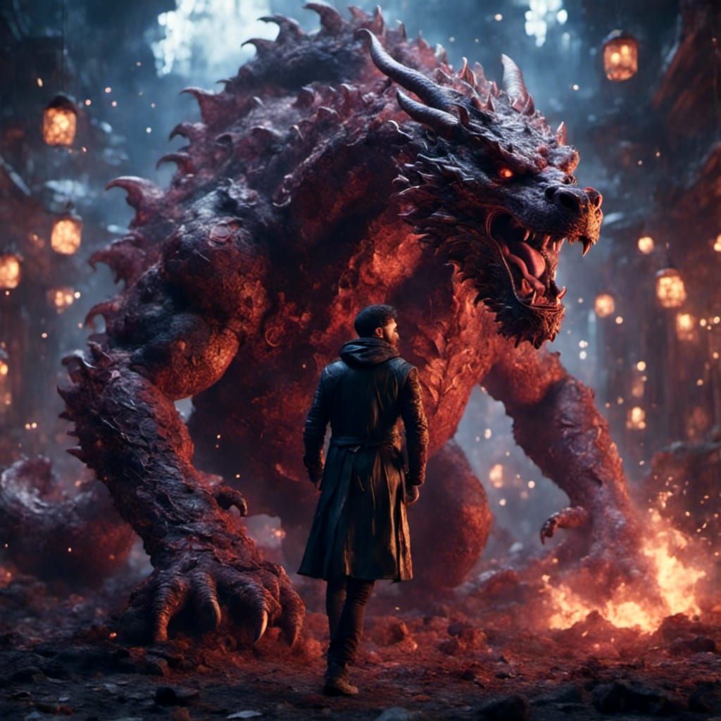 Epic Dragon Battle in Tokyo: Digital Matte Painting