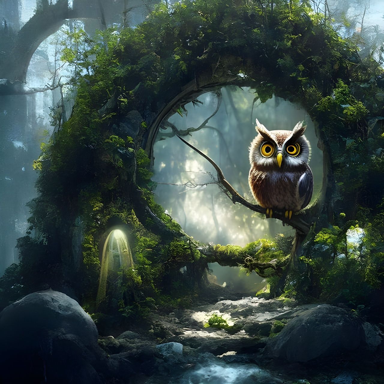 Adorable Owl in Forest: Detailed 8K Photography