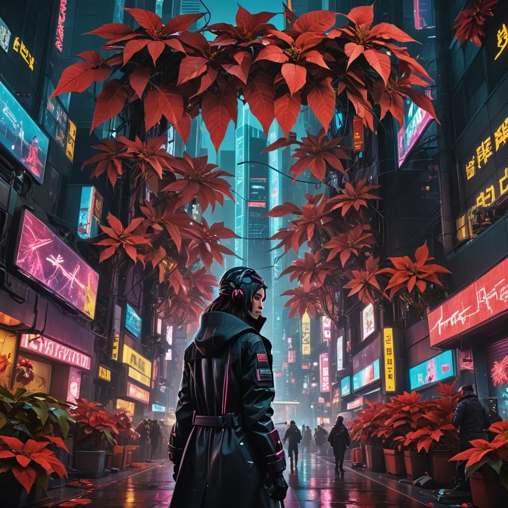 Cyberpunk Christmas in a Neon Metropolis
