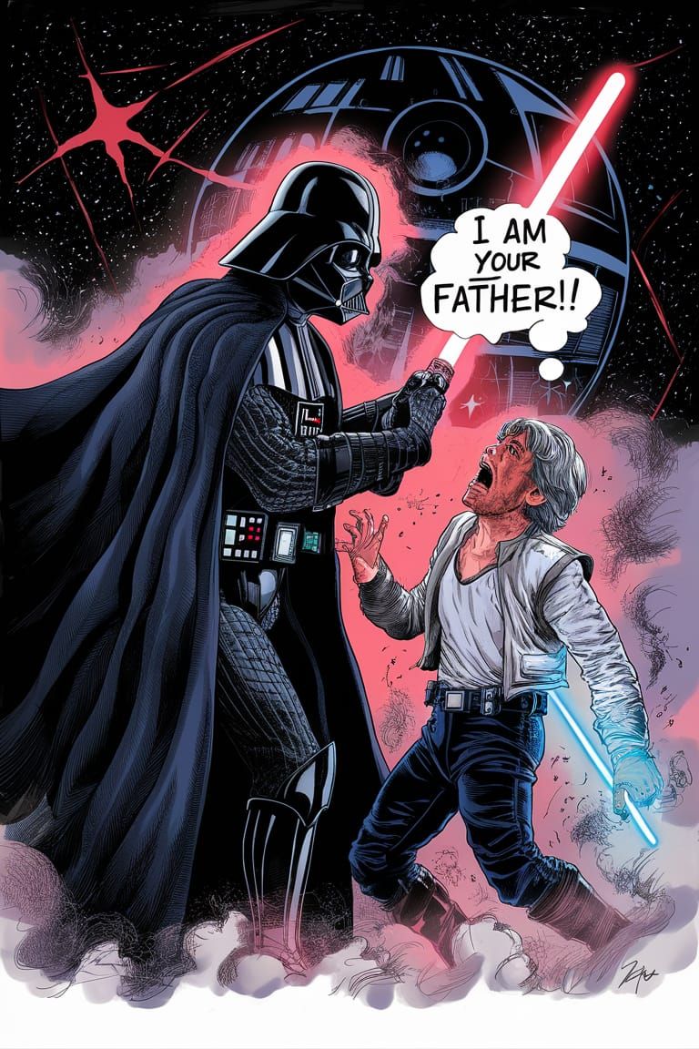 Darth Vader to Luke Skywalker "I AM YOUR FATHER!"