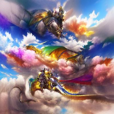 Armored Paladin on Holy Dragon in Colorful Artwork