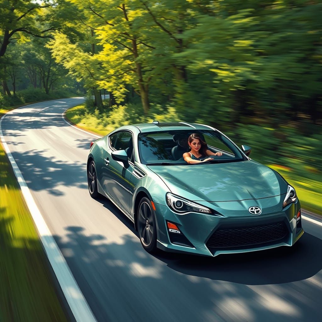 Sleek Car Speeds Down Winding Road