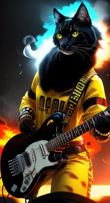 Feline Rock Star Concert in Ash Thorp Style