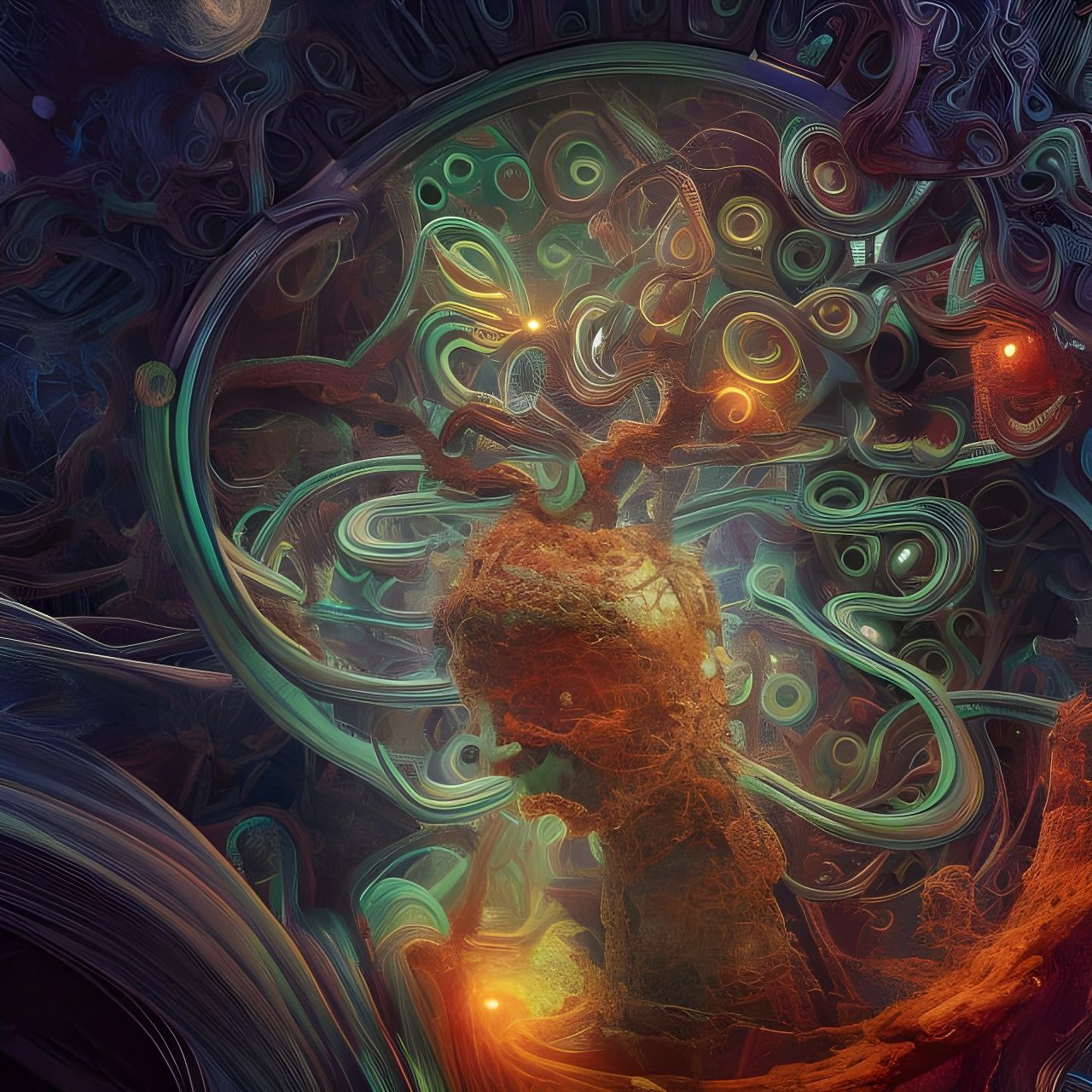 Intricate Brain Fractals in Psychedelic Colors