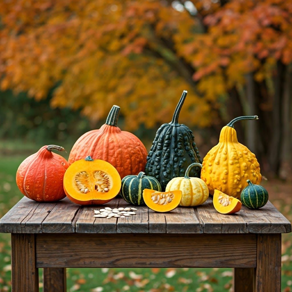 Autumn Gourds Still Life in Impressionist Style