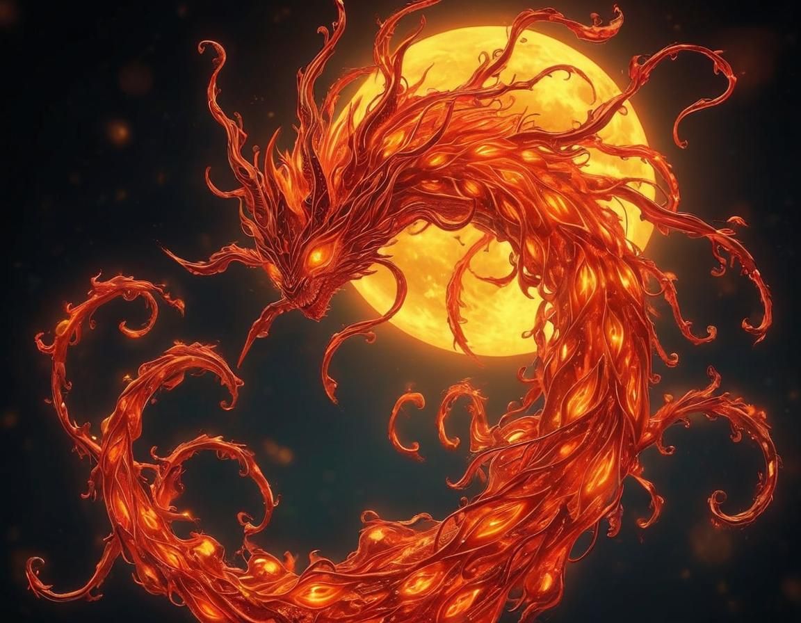 Fabled Fire Creature with Bioluminescent Embers