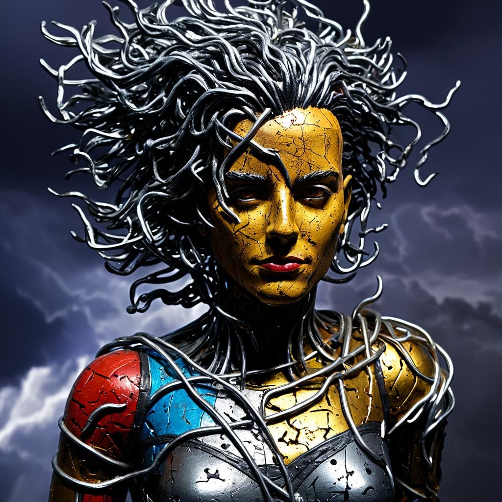 Abstract Metal Sculpture: Woman in Lunar Storm