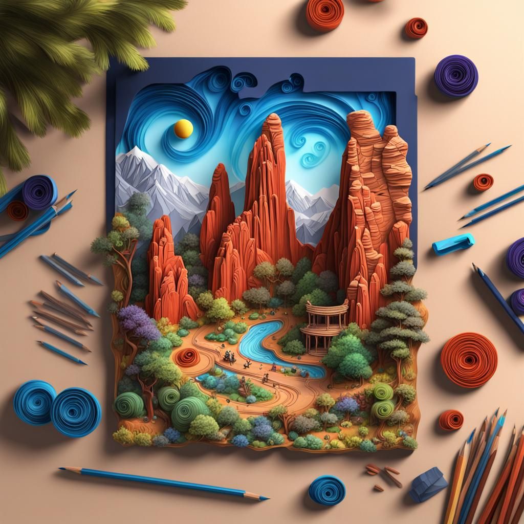 Quilled Paper Garden of the Gods in 3D