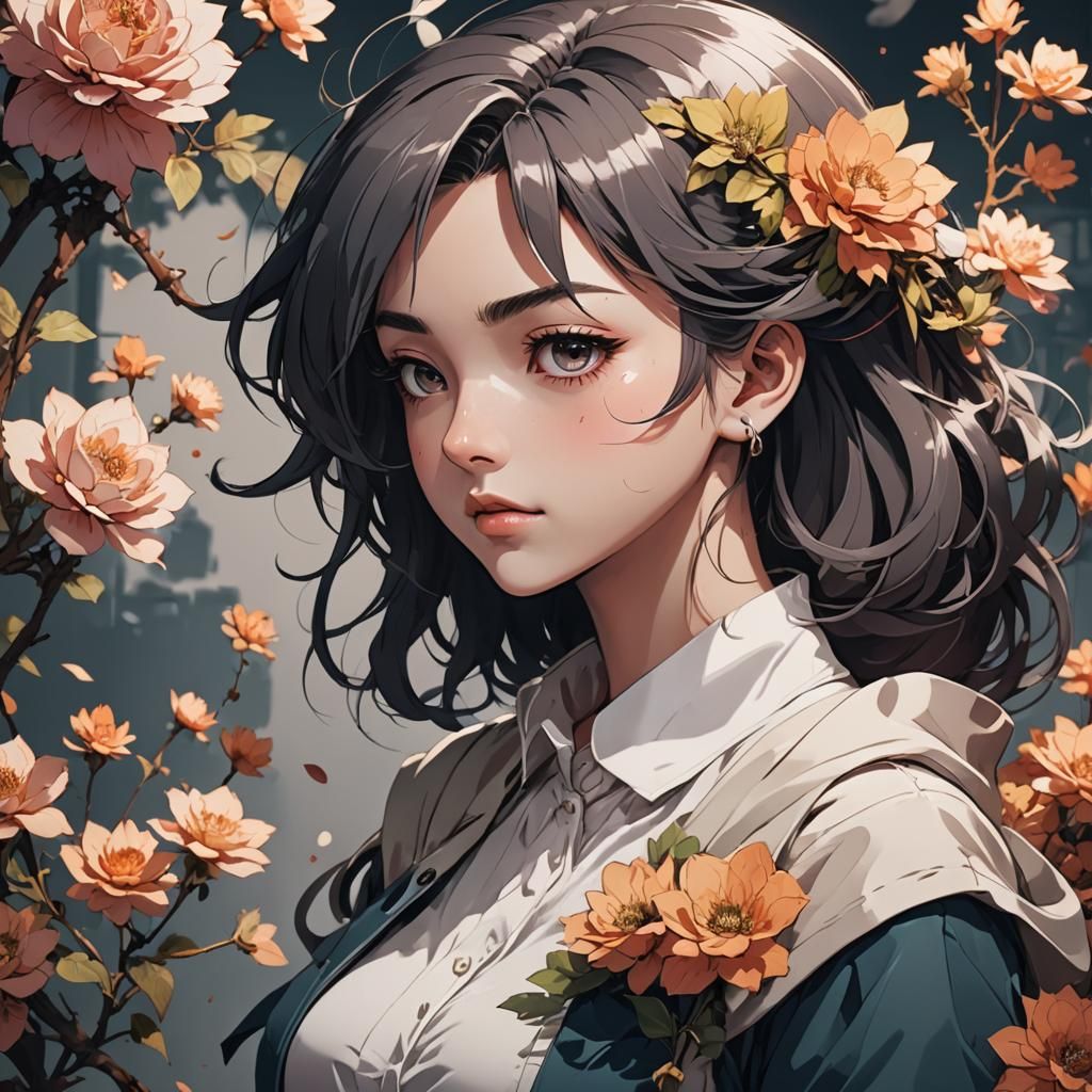 Pinterest as Anime Woman: Cel-Shaded Digital Art