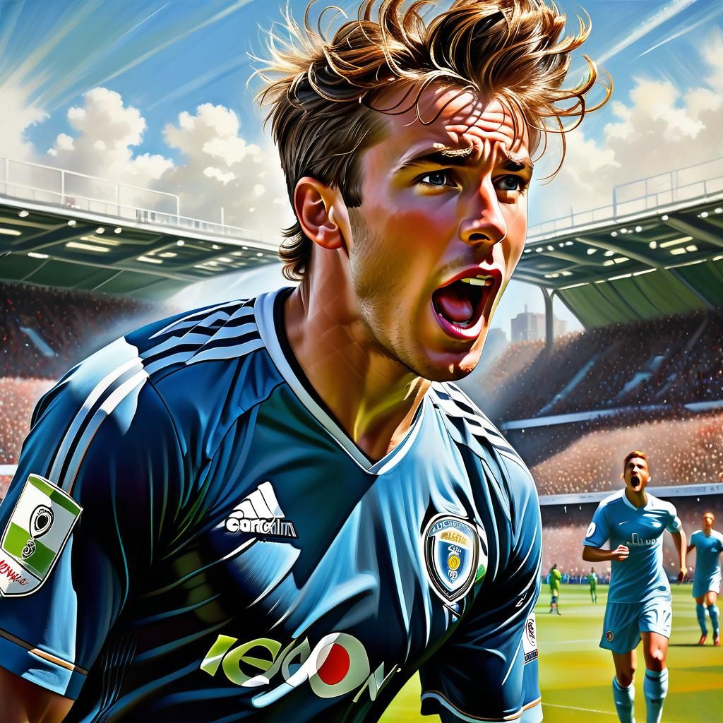 Astonished Soccer Player Portrait in Anime Style