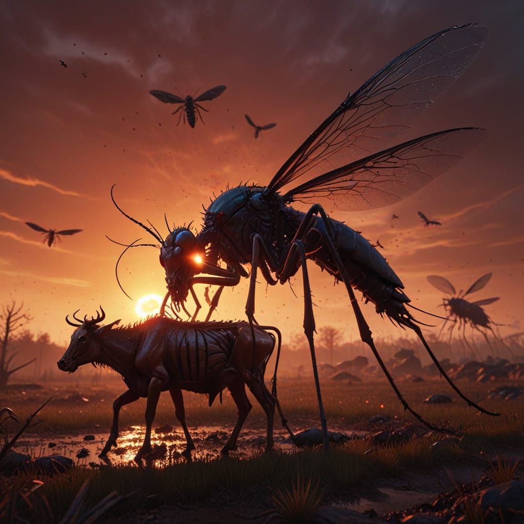 Giant Cyborg Mosquito Draining Blood, Unreal Engine