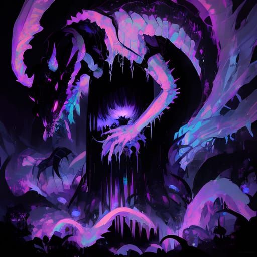 Epic Fantasy Beast Roars in Mystical Forest